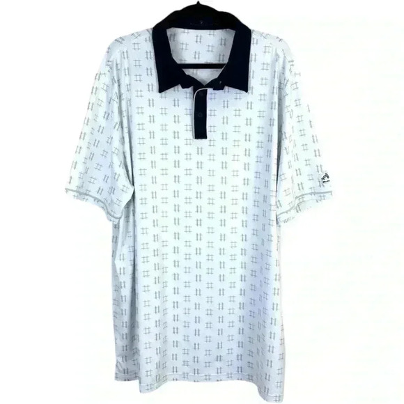 Extracurricular White/Navy “Palm Beach” Short Sleeve Lightweight Men Polo Size2X - Picture 1 of 16